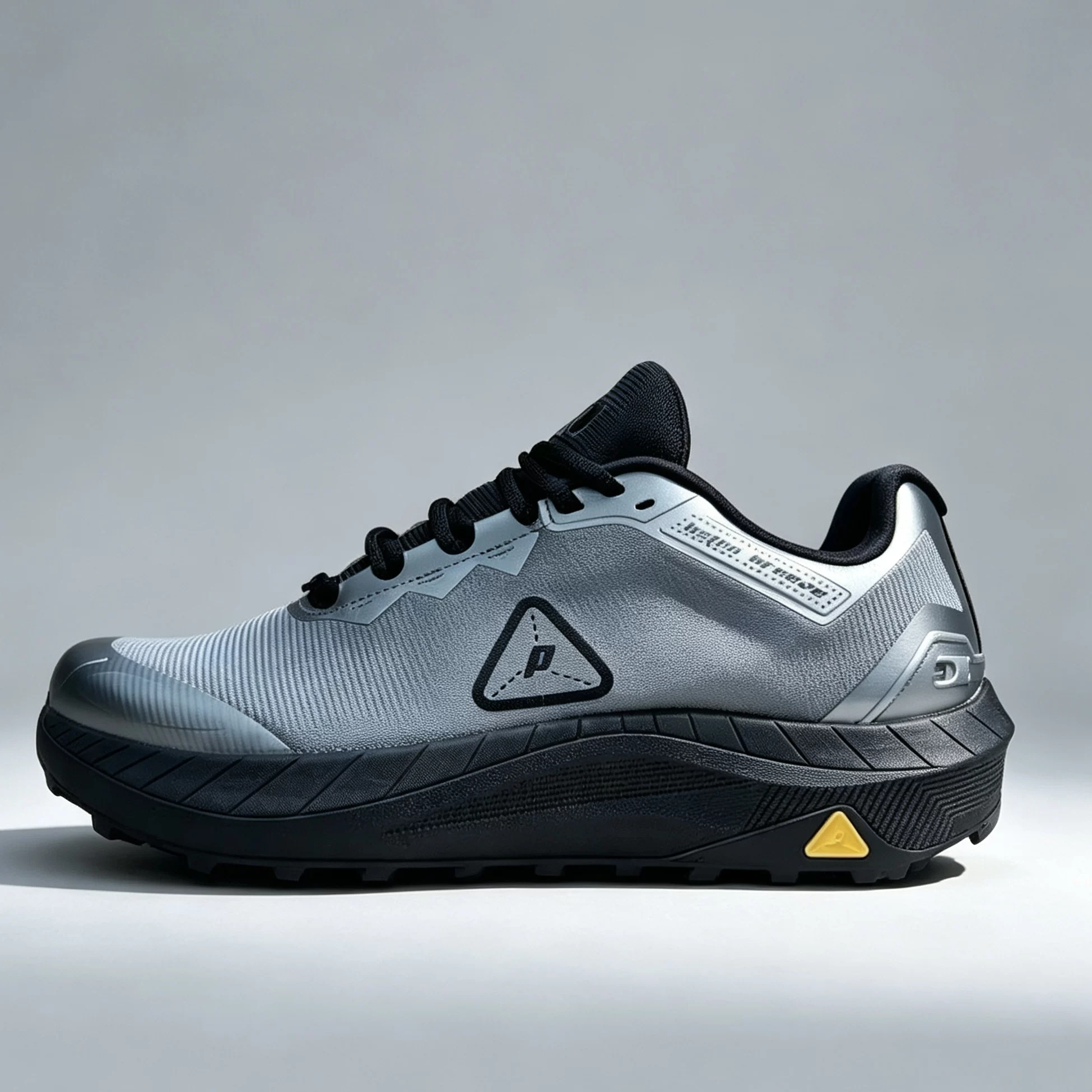 Silver Grey PODLERS POD31413 outdoor trail running shoes, side view