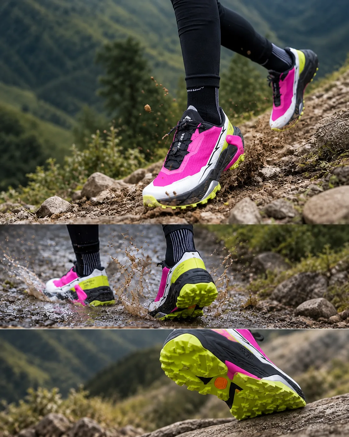 TRACEABLE 6620 trail running shoes on rocky mountain terrain