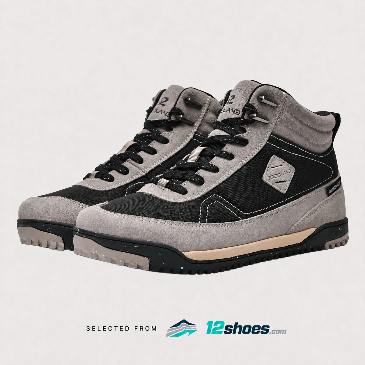 Black colourway ZEROLAND ZL9101 waterproof high-top walking shoes, pair view